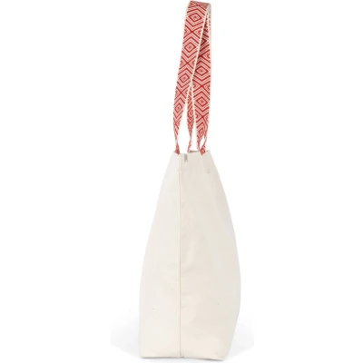 Afbeelding van Kimood Grote gerecyclede shopper KINS118 Ecume / Ethnic Red