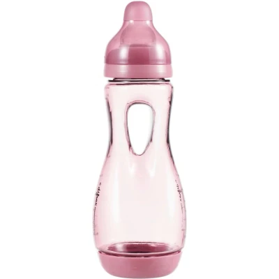 Afbeelding van Difrax Handgreep Babyfles Roze 240ml Easy Grip