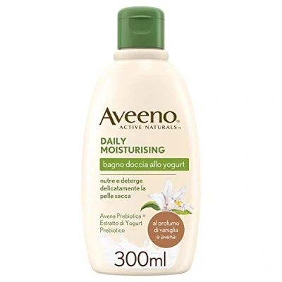 Afbeelding van Aveeno Douchebad met yoghurt, Bagnoschiuma, Daily Moisturising vanille en havergeur, zonder zeep, voor normaal tot droog haar, zelfs gevoelige appels, 300 ml