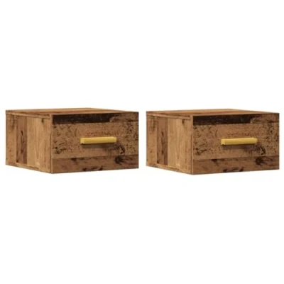 Afbeelding van vidaXL Nachtkastjes 2 st wandgemonteerd 35x35x20 cm oud houtkleurig