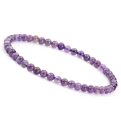 Afbeelding van Unique Gems Discrete edelsteenarmband voor dames, chakra kralen, boeddhistische bescherming, 4 mm diameter, Edelsteen, Amethist