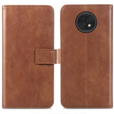 Afbeelding van iMoshion Hoesje Geschikt voor Xiaomi Redmi Note 9T (5G) Met Pasjeshouder Luxe Bookcase Bruin