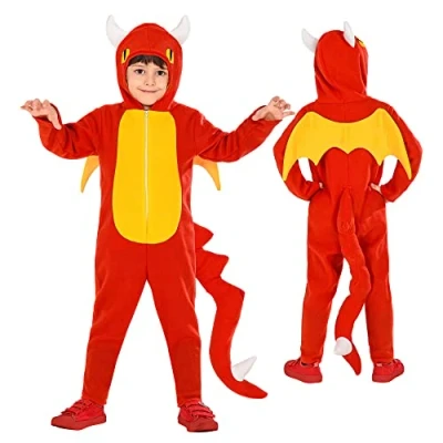 Afbeelding van Widmann Draak Kostuum Kleine Ongevaarlijke Darby Kind Rood, Geel Maat 104 Halloween Verkleedkleding