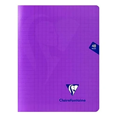 Afbeelding van Clairefontaine 373751C Notitieboek, klinknagels, paars Mimesys, 17 x 22 cm, 48 pagina&#039;s, dik glas, wit papier, 90 gram, polypropylene omslag