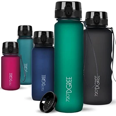 Afbeelding van 720DGREE uberBottle Tritan drinkfles, 650 ml, transparant, pruim, ideale drinkfles voor kinderen, school, sport, yoga, wandelen, reizen, werk, autoritten, BPA vrij
