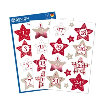 Afbeelding van Etiket Z design Christmas sterren 1 24 3 vel
