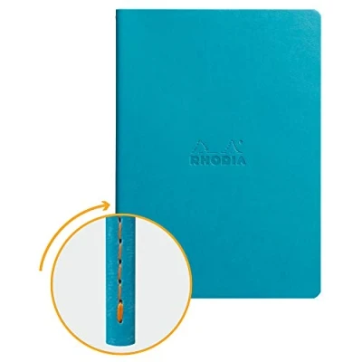 Afbeelding van RHODIA 116407C Notitieboek met zachte siernaad, A5, gelinieerd, 64 pagina&#039;s, lichtbruin papier, 90 g/m², omslag van kunstleer, collectie Rhodiarama