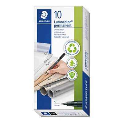Afbeelding van Staedtler set van 10 permanente markers &quot;Lumocolor 313S&quot;, fijne punt 0,4 mm, zwart