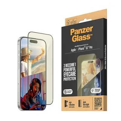 Afbeelding van PanzerGlass Ultra Wide Fit Apple iPhone 15 Pro Blauw Licht Filter Screenprotector Glas Zwart
