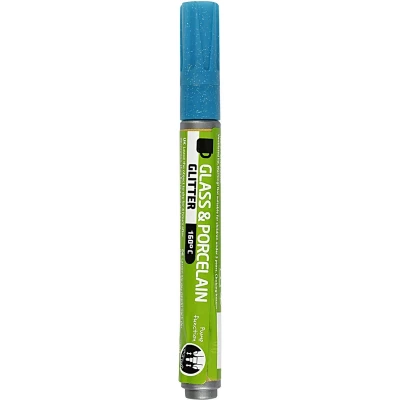 Afbeelding van Glas en Porseleinstift Glitter Semi Dekkend Turquoise