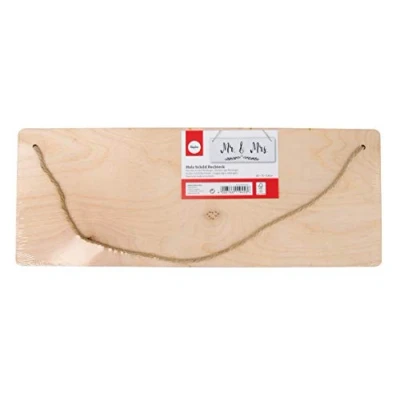 Afbeelding van Rayher 62849505 Berkenhouten plaat FSC 100% rechthoekig, 40 x 15 cm, dikte 6 mm, met ophanghaken van jute, berkenhout, om op te hangen, deurpanelen, houten ophanging