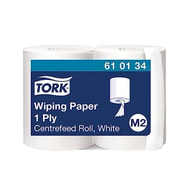 Image de Tork 610134 Papier d&#039;essuyage Basic à dévidage central M2 275 m x 24,5 cm lot de 2 bobines Blanc