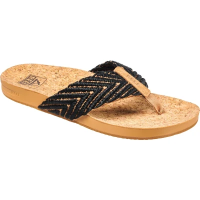 Afbeelding van Reef Cushion Strand Teensandalen, Dames, Maat: 36, Black/natural Leer en textiel