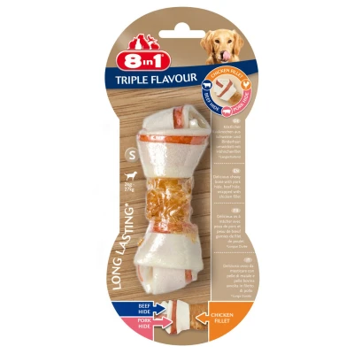 Afbeelding van 8in1 Delights Kauwknook Triple Flavour Kip&amp;Varken&amp;Rund Hondensnacks S