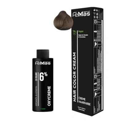 Afbeelding van Femmas Haarkleurset Medium Blond Gold 7.3 100 ml + oxy crème 6% Permanente haarkleuring ontwikkelaar Zacht en duurzaam Haarverf