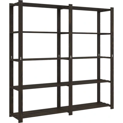 Afbeelding van Opbergrek 5 laags 170x38x170 cm massief grenenhout zwart