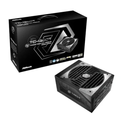 Afbeelding van Stroombron ASROCK TC 1300T, PSU, 1300 W, 80 Plus titanium, 135 mm, modulair, PCI E 5.1 (12+4pin) x2, (6+2 polig) x8, SATA (5 x9