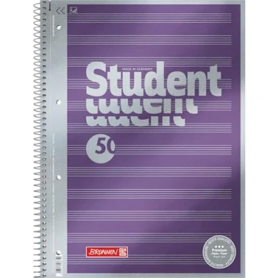 Image de Brunnen Bloc notes de qualité supérieure pour étudiant, lignage partitions, 4 perforations (couverture raffinée avec effet métallisé, A4, 90 g/m², 50 feuilles)