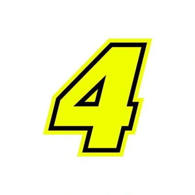 Afbeelding van 4R Quattroerre.it 13384 Racennummer 4 Moto GP, fluorescerend geel, 10 x 9,5 cm