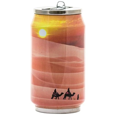 Afbeelding van YK Design Thermoskan &quot;Woestijn&quot; 280ml 13cm, isoleerdoos, dubbelwandig, roestvrij staal, siliconen afdichting, BPA vrij 1566 7994
