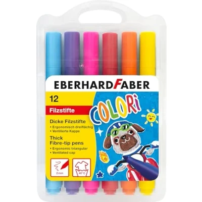Afbeelding van Eberhard Faber viltstiften Jumbo 2mm 12 kleuren in etui EF 551213