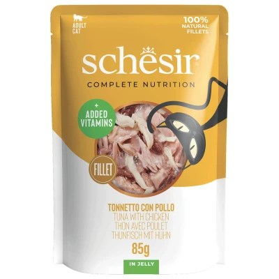Afbeelding van Schesir Cat Maaltijdzakjes Adult In Gelei 85 g Kattenvoer Tonijn&amp;Kip