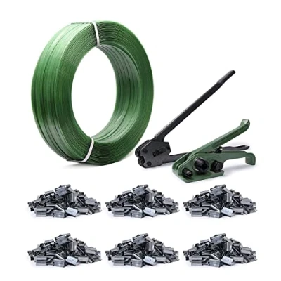 Afbeelding van U.S. Solid Zeer sterke omsnoeringsbandset, pallet omsnoeringsapparaat, bandspanner voor pallets, sluitapparaat, 600 metalen loodbanden en rolband