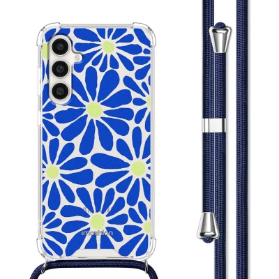 Afbeelding van iMoshion Hoesje Geschikt voor Samsung Galaxy S23 FE met Koord Design Meerkleurig / Cobalt Blue Flowers Connect