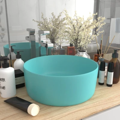 Afbeelding van Wastafel rond 40x15 cm keramiek mat lichtgroen