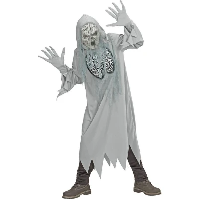Afbeelding van Widmann Spook &amp; Skelet Kostuum Schreeuwende Geest Silencio Jongen Wit / Beige, Grijs Maat 128 Halloween Verkleedkleding