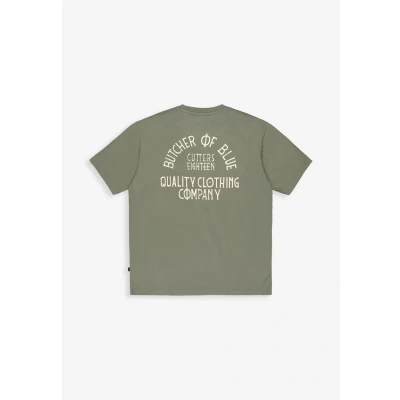 Afbeelding van Butcher of Blue Classic FRAT Loose Tshirt print, Heren, Maat: Large, Dk granite green