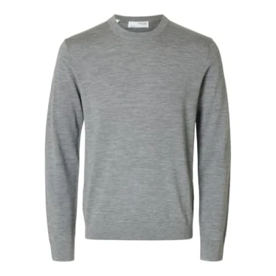 Image de SELETED HOMME SLHTRAY LS Knit Merino Col rond Noos, Mélange de gris moyen., XXL