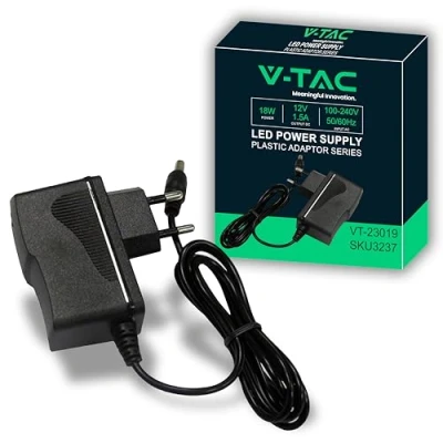 Afbeelding van V TAC Voeding 12 18 W 1,5 A voor camera&#039;s, ledstrips, modem volt plug and play transformator met stopcontact schermen en elektronische apparaten AC ingang 100 240 50/60