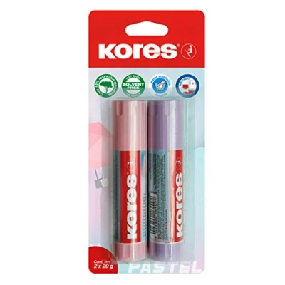 Afbeelding van Kores Pastel lijmstift, sterke lijm, veilige en niet giftige knutsellijm voor handwerk, school kantoorbenodigdheden, 2 x 20 g