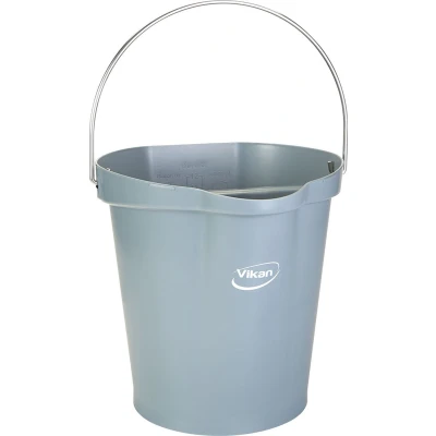 Afbeelding van Vikan Buckets and Lids 12 Liters Hygiene Bucket with Spout Gray Graduation 12ltr