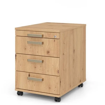 Afbeelding van SIGNA AC30 SG Rolcontainer Hout met 3 lades Knoestige Eiken Greeplijst kunststof