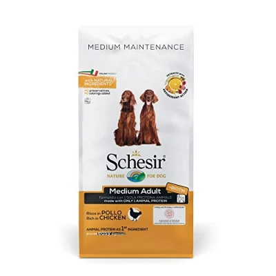 Afbeelding van 12kg Schesir Dog Medium Adult met kip droogvoer