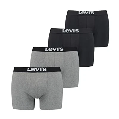 Image de Levi&#039;s Boxer Homme (lot de 4), Noir/gris moyen mélangé, L