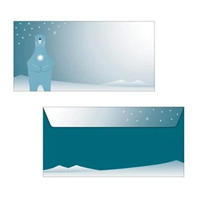 Afbeelding van SIGEL DU259 kerstenveloppen &quot;Polar Bear with Candle&quot;, met rubber, DL, 25 stuks
