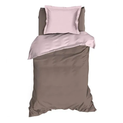 Afbeelding van Dekbedovertrek Romanette flanel Comtesse Antraciet/roze 1 persoons (140x200/220 cm + sloop)