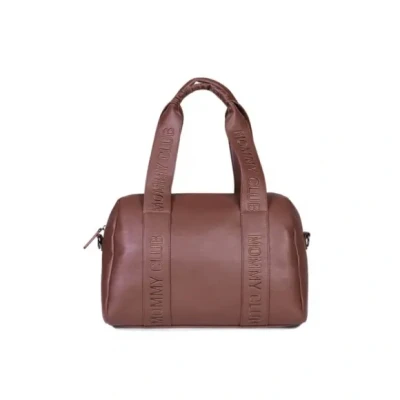 Afbeelding van CHILDHOME, Luiertas voor baby&#039;s, Mommy Bag, aankleedkussen veel opbergruimte, kinderwagen, schouderriem, veganistisch leer, 22 l, Club Signature, donkerbruin