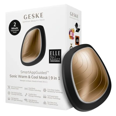 Afbeelding van GESKE SmartAppGuided™ Sonic Warm &amp; Cool Mask 9 in 1 Beauty LED gezichtsmasker Volledig spectrum en roodlichttherapie Warmte Koeling Verhoogde inname van gezichtsverzorging