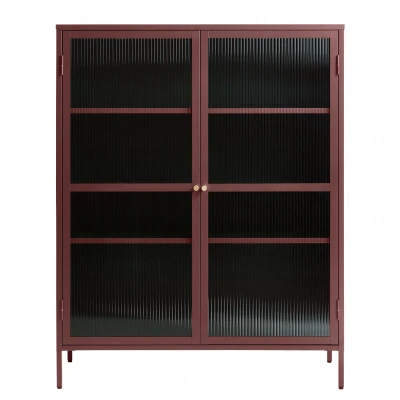 Afbeelding van Olan glazen vitrinekast 140 cm rood
