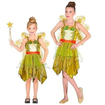Afbeelding van Widmann Elfen Feeen &amp; Fantasy Kostuum Betoverende Alles Is Groen Bosfee Meisje Maat 104 Carnavalskleding Verkleedkleding