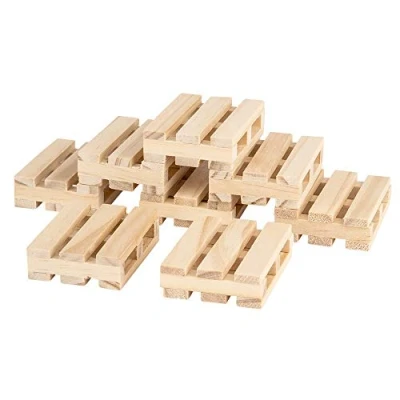 Afbeelding van Ideen mit Herz Set van 8 mini pallets hout, ideaal voor knutselen, knutselen of als onderzetter dranken (5 x 3,8 1,2 cm)