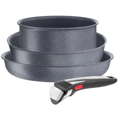Afbeelding van Tefal Ingenio Set van 2 pannen en 1 pan + afneembaar handvat, inductie, antiaanbaklaag, stapelbaar, vaatwasmachinebestendig, gemaakt in Frankrijk, Natural On L7669402