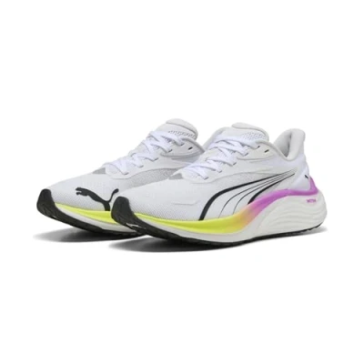 Afbeelding van Puma Electrify Nitro 4 Sneakers laag, Dames, Maat: 40, White/yellow alert/pure magenta Textiel