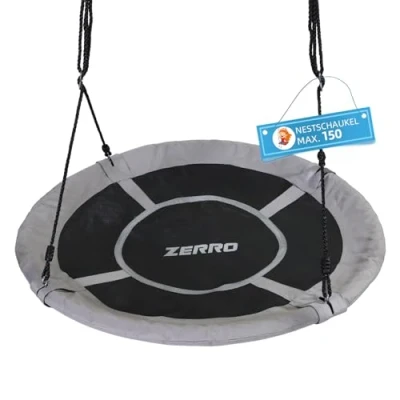 Afbeelding van ZERRO Vogelschommel, schommelbank, voor binnen en buiten, tot 150 kg, in hoogte verstelbaar, diameter 120 cm, kinderen volwassenen, grijs