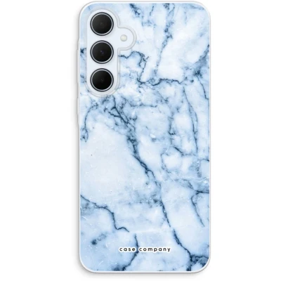 Afbeelding van Case Company® hoesje geschikt voor Samsung Galaxy A35 Blauw marmer Soft Cover Telefoonhoesje Bescherming aan alle Kanten en Schermrand