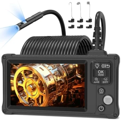 Afbeelding van endoscopische dubbele lens met licht, Ennovor 1080p HD camera, afvoer 5 inch IPS display, 33 voet / 10 m, flexibele slangencamera, cool gadget voor sanitair/huisinspectie